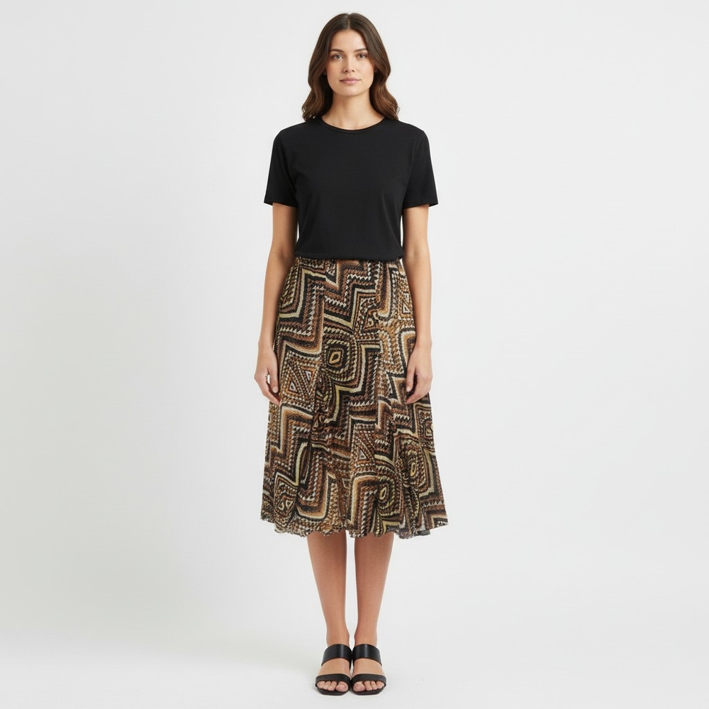 New Directions Womens Multicolor Elastic Waist Pull On Lined Maxi Skirt Size 8 P